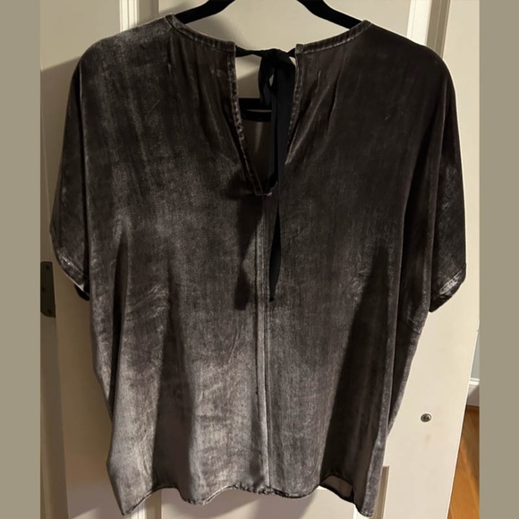 Madewell Velvet Bow-Back Top (Gray/Charcoal), Size S - Picture 2 of 3